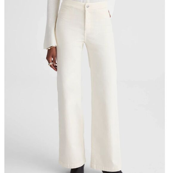 Madewell Pants - Madewell Wide Leg Corduroy Pants Ivory Cream Size 26 High Rise NX207 NWT Neutral